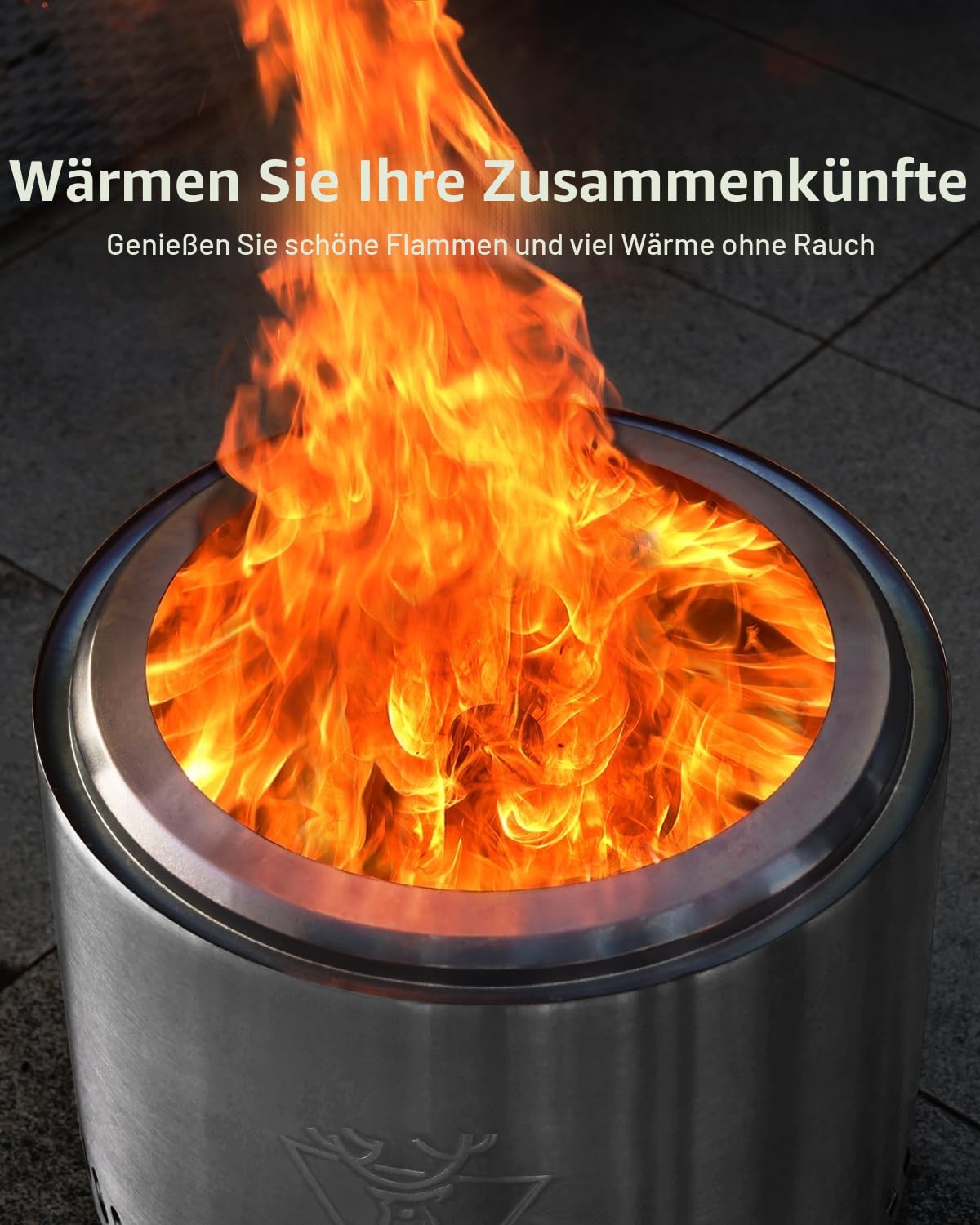 Generic Rauchfreie Feuerstelle, Tragbare Kamine für Camping auf der Terrasse im Freien, Feuerstelle Edelstahl 304 mit Abnehmbarer Aschepfanne, Ständer und Reisetasche,48CM x37CM, Sliver