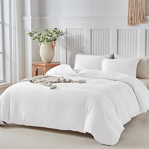 Miniatura 10 de Lekesky Funda de edredón bohemia tamaño Queen, funda de edredón reversible color negro y blanco, 3 piezas, microfibra súper suave, transpirable,