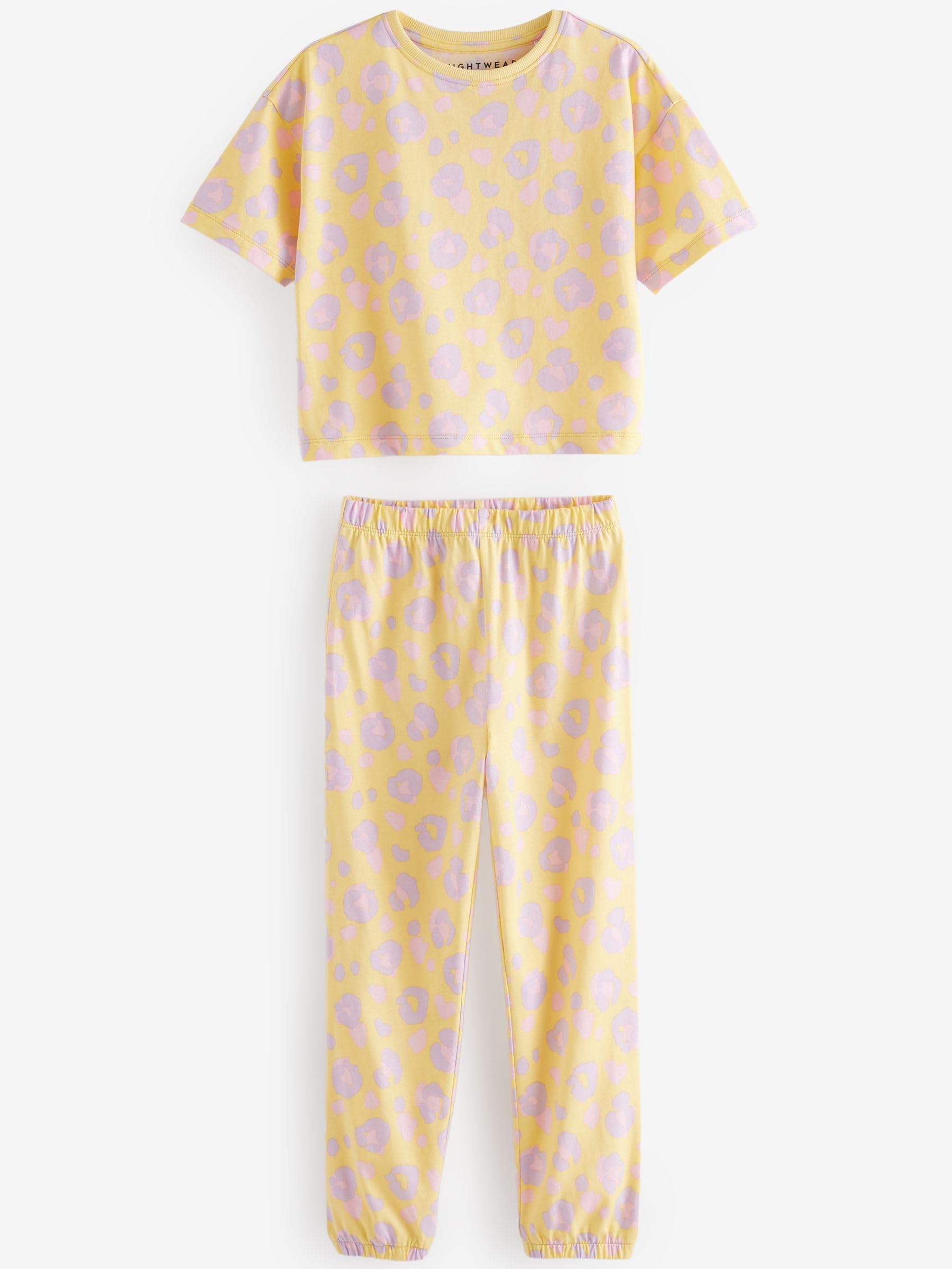 NEXT Mädchen 3er-Pack Schlafanzug mit Jogginghose und Animal-Print