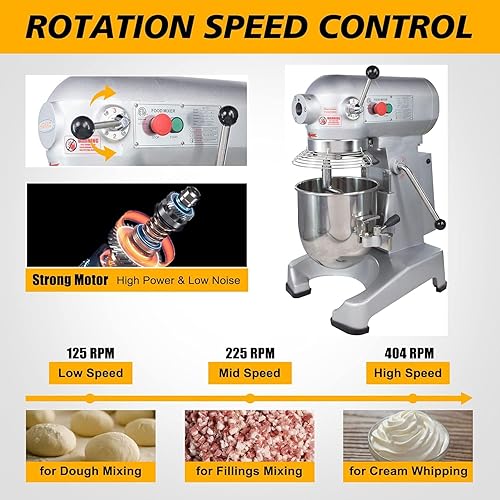 Miniatura 3 de Hakka Commercial Stand Mixer 4 Funtion Food Mixer with 10 Qt Stainless Steel Bowl Electric Planetary Countertop Mixer Machine with 3 Adjustable