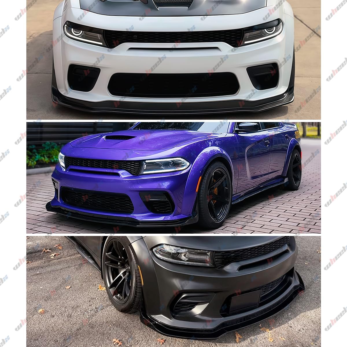 2020–2023 Compatible with Dodge Charger SRT Widebody, Front Lip Splitter, H Style, Gloss Black ABS (Only Widebody) – WheelX