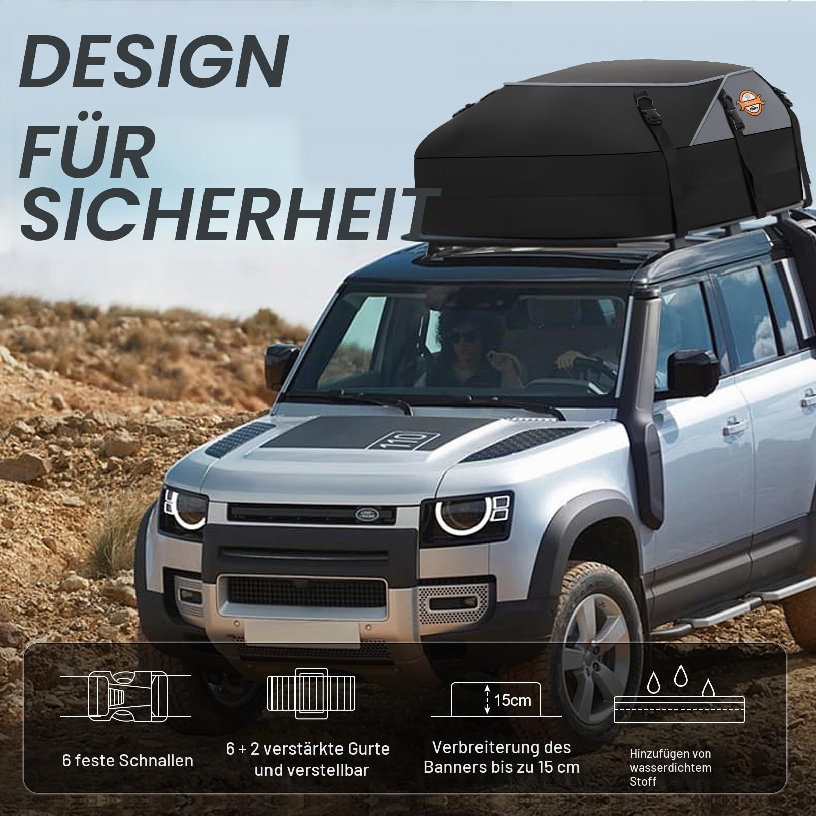 Sailnovo Autodachbox, 580 l/20 Kubikfuß, wasserdichte Autodachbox für mit oder ohne Dachgepäckträger – einschließlich 6 Sicherheitshaken und Aufbewahrungstasche