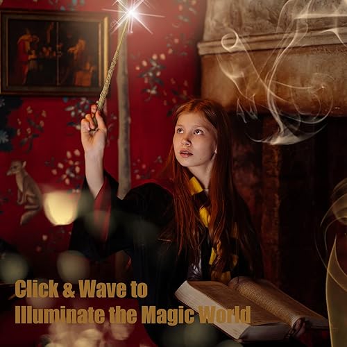 Miniatura 6 de Napto Varita de mago iluminada, varita mágica de brujas para cosplay, accesorios de cosplay de brujería con collar, fiesta de cumpleaños (formable)