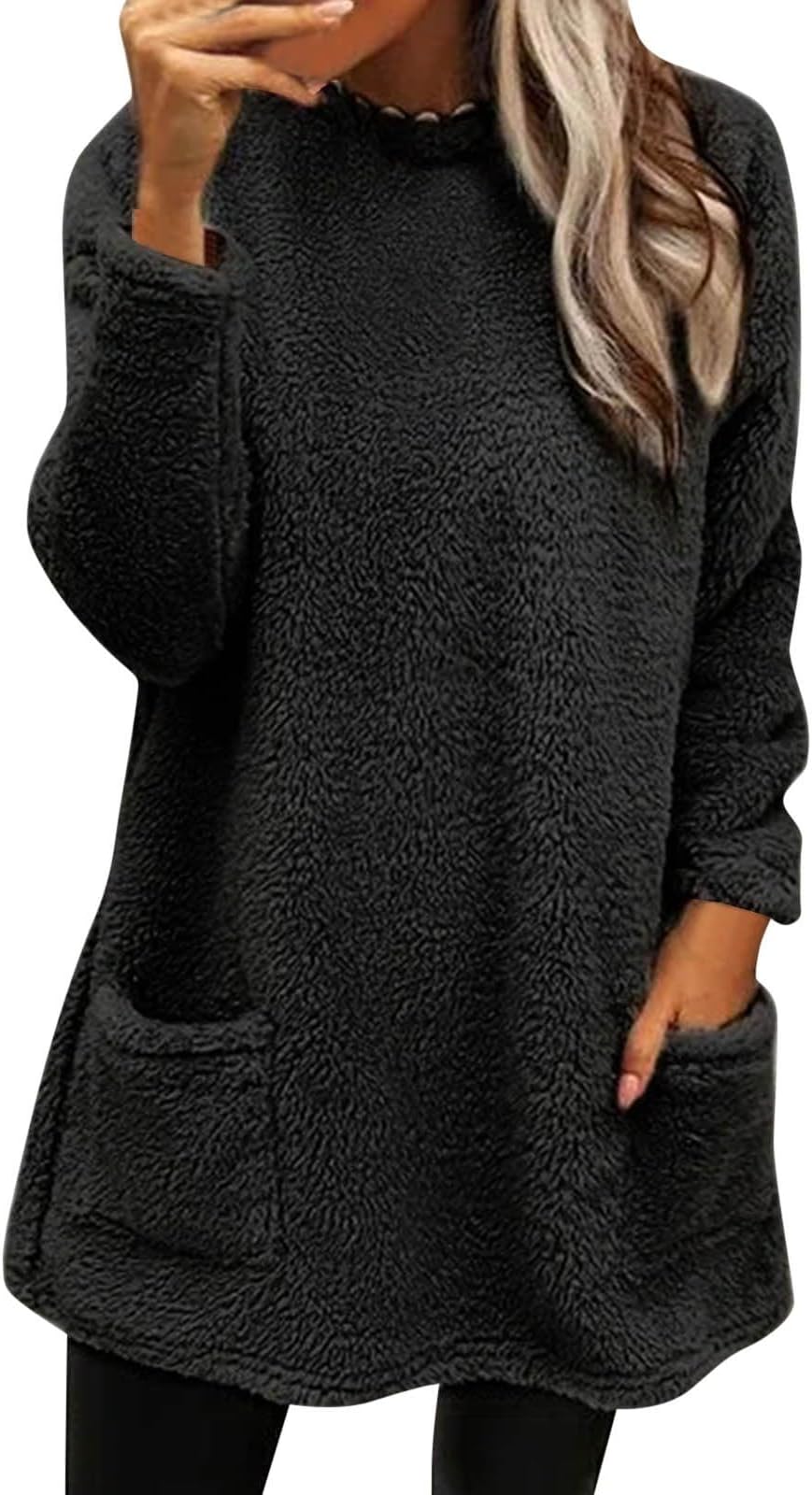 Hoodies for Women Fleece Linend Warm Sweatshirt Hoodies Long Sleeve Tunic Pullover with Pockets Warm Winter Hoodies