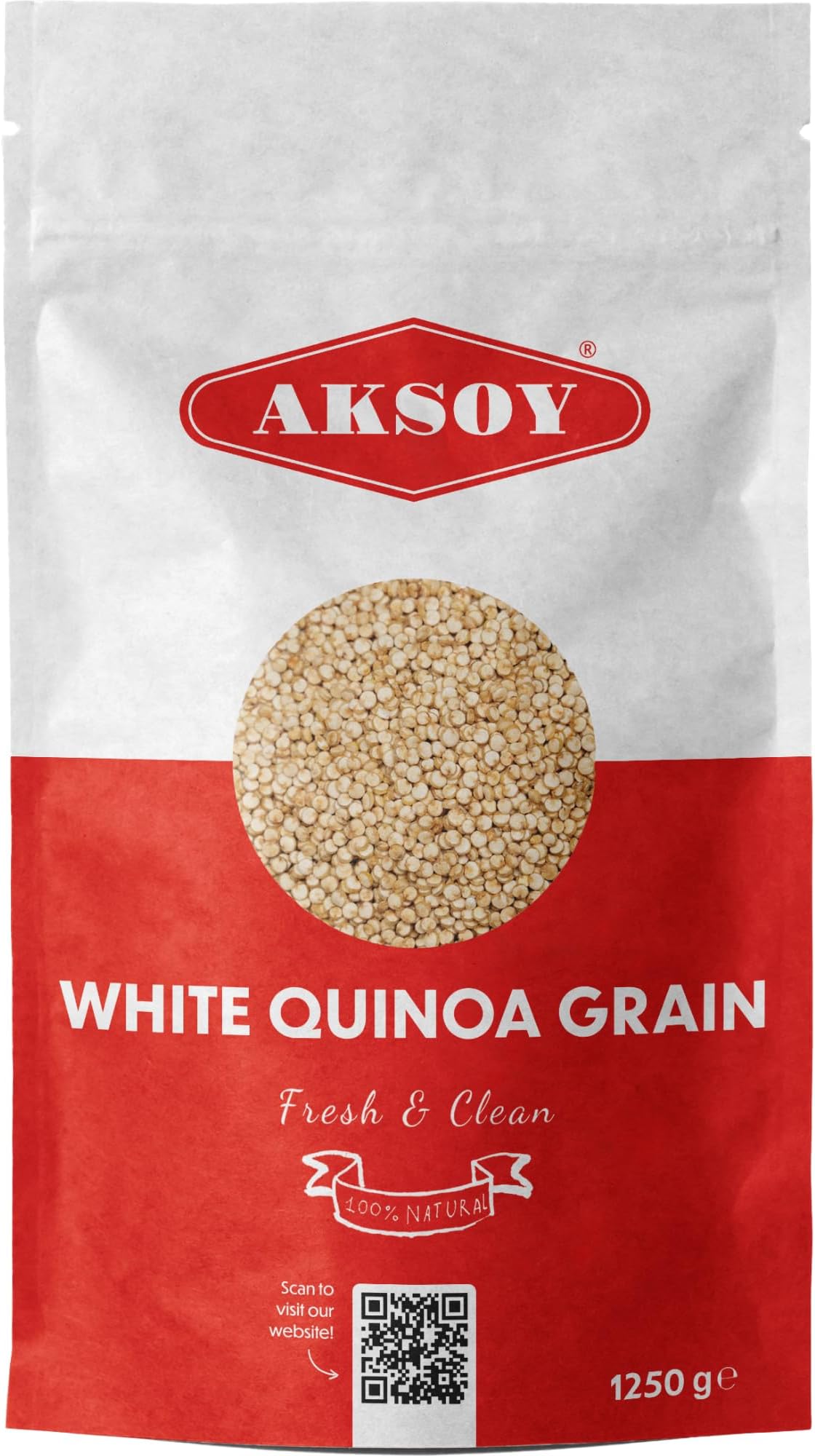 White Quinoa 1.25KG | Whole Grain Quinoa - Ready to Cook Food for Oats and Seeds Recipes - Nutritious Meal with Essential Vitamins, Protein, and Fiber, Perfect for Salads (Packaging may vary)