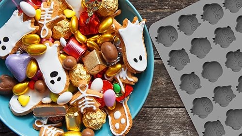 Miniatura 3 de Molde para dulces de Halloween, moldes de silicona con 70 mini cavidades de búho, moldes de truco o trato para Halloween, molde de búho de grado