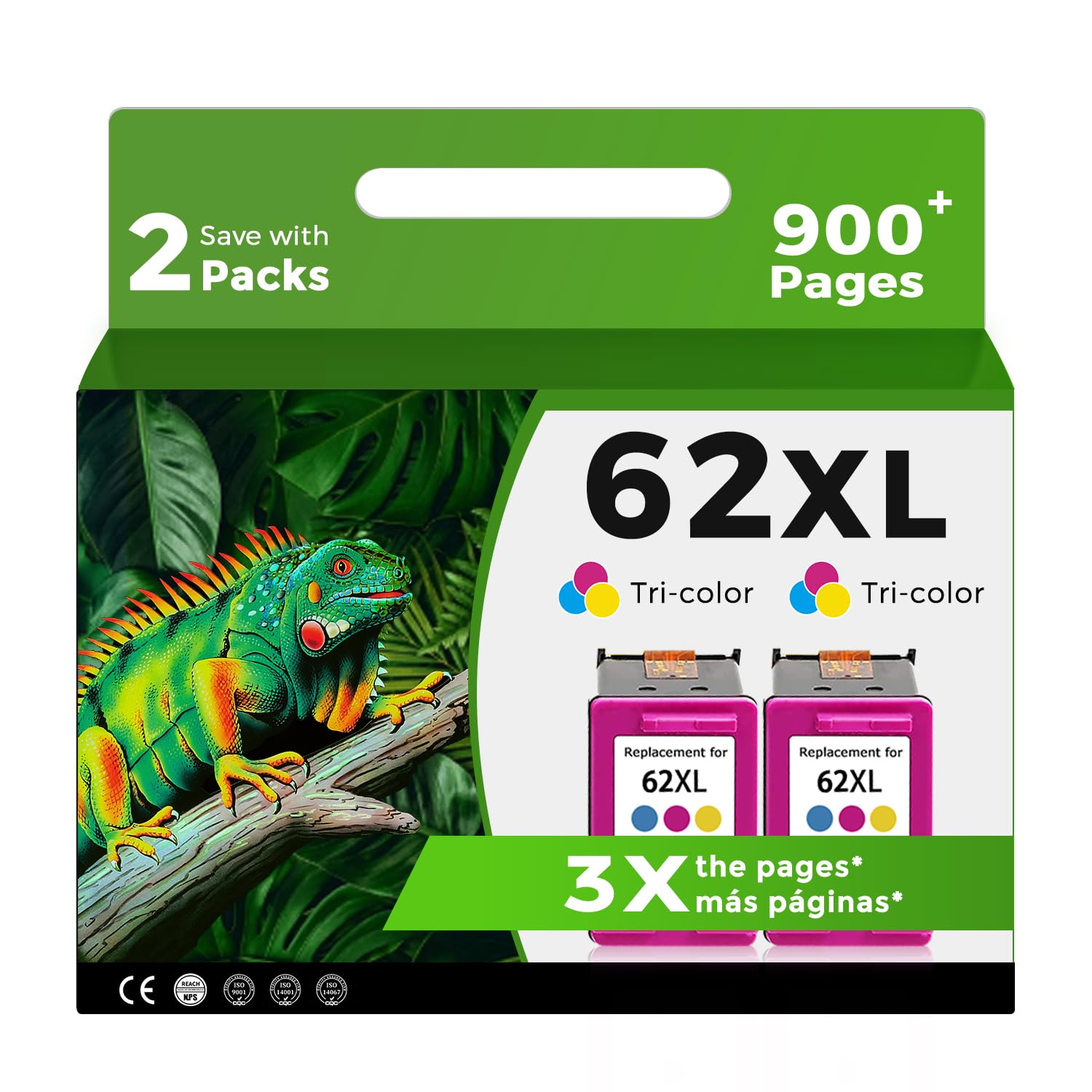 Relcolor Remanufactured Ink Cartridge Replacement for HP 62XL 62 XL Color for 5540 5542 5545 5640 5642 5660 5664 5665 7640 7645 8000 200 250 5740 5742