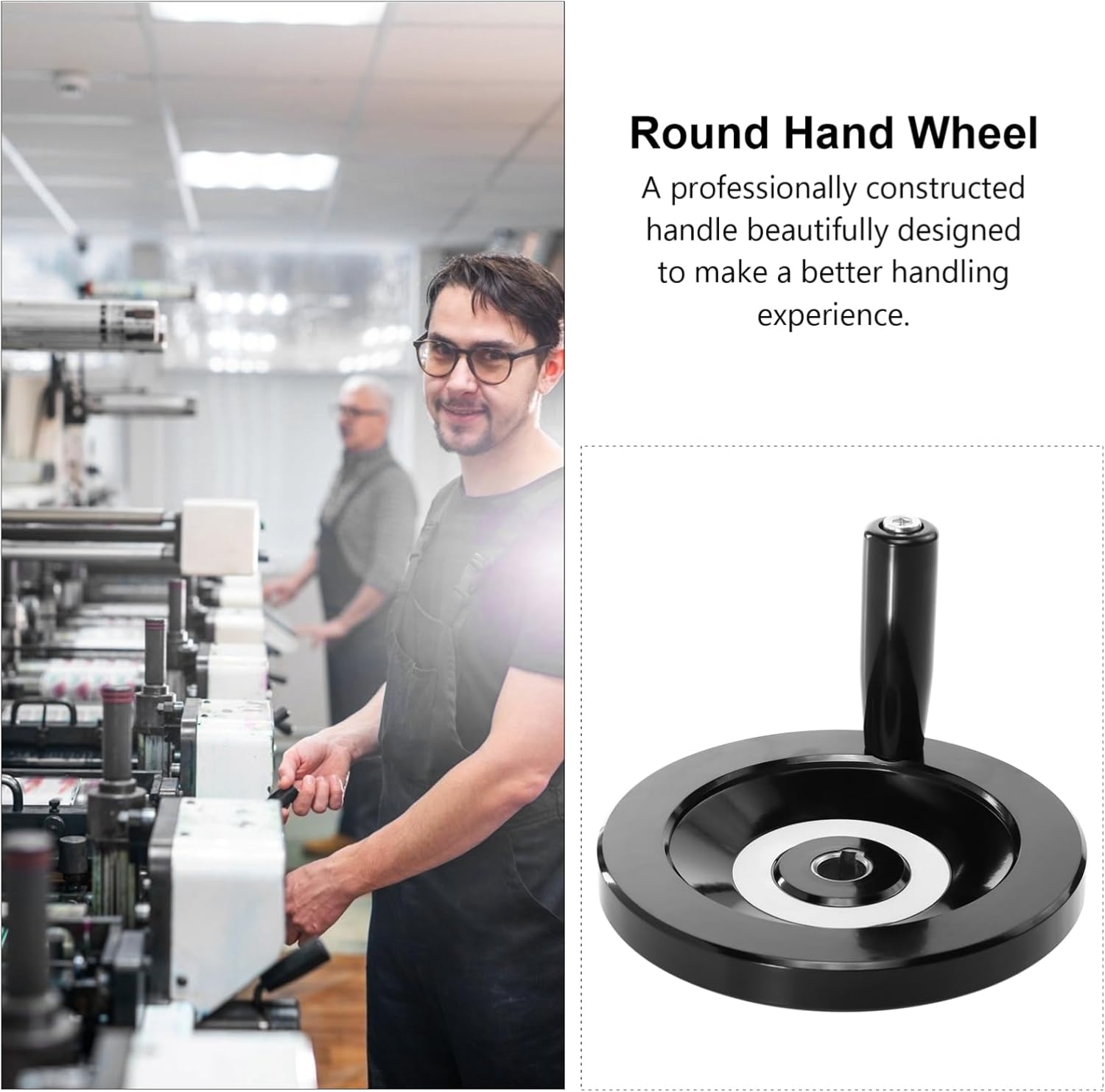 Round Hand Wheel Mechanical Crank Handle Versatile Disassemble Wheel for Industrial Tools and Grinders and Lightweight Design for Repetitive Rotational Movements