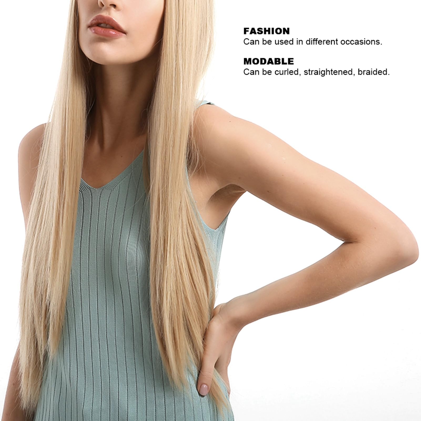Blond peruka z ludzkich włosów, blond peruka z koronkowym frontem, peruka z prawdziwymi włosami z koronkowym frontem, długie proste blond syntetyczne włókno odporne na wysoką temperaturę, MQF288 1 dla