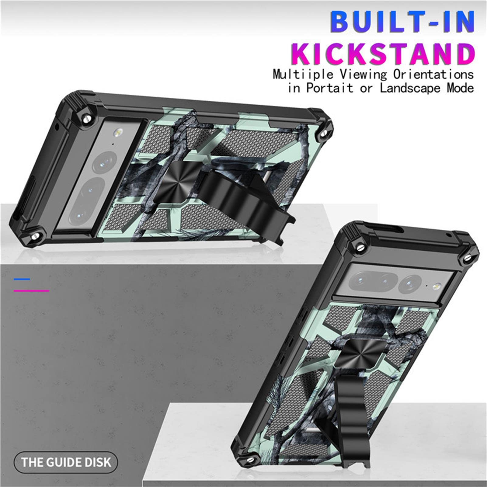 ATISIJIE Custodia per Google Pixel 7 Custodia antiurto Militare Custodia Google Pixel 7 Originale con 360 Gradi Magnetic Anello Case [Protezione della fotocamera] Verde Scuro
