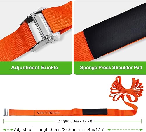 Miniatura 5 de Correas de elevación y movimiento de electrodomésticos para una persona, correas de amarre resistentes de hasta 600 libras, sistema de elevación y