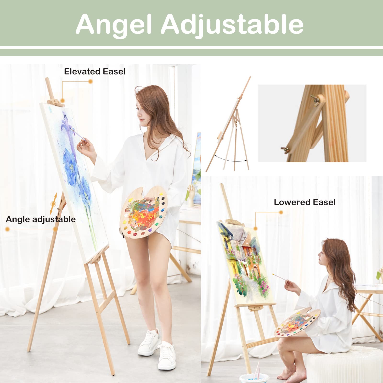 Künstlerstaffelei 1,5 M Studio-Staffelei - Faltbarer Leinwandständer Aus Kiefernholz Verstellbar