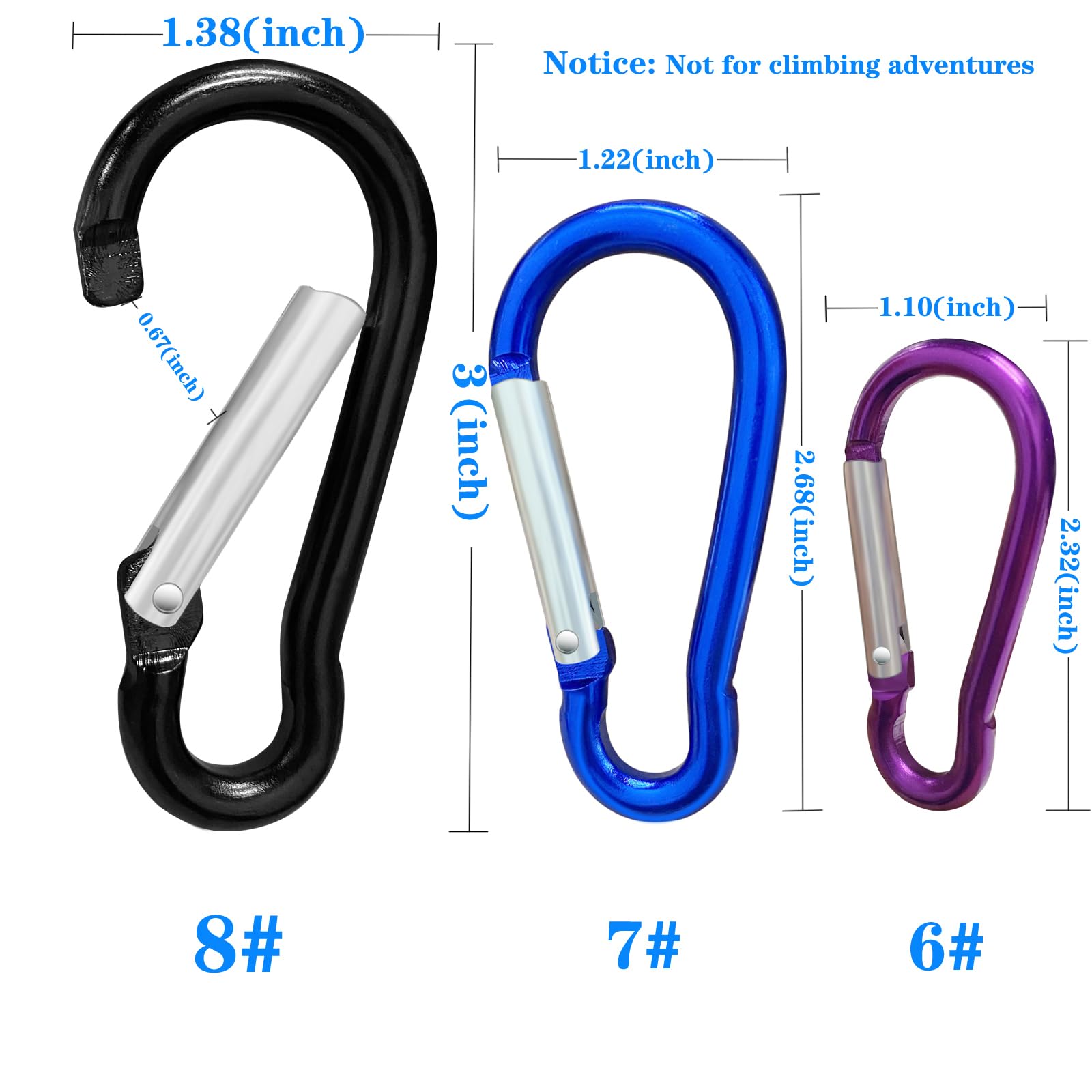 6PCS Carabiners, LDJZON 3 Inch Aluminum Carabiner Clip Spring Snap Hook with 6PCS Keyrings Keychain Hook for Keys, Backbag, Camping Lamp,Water Bottle Colorful
