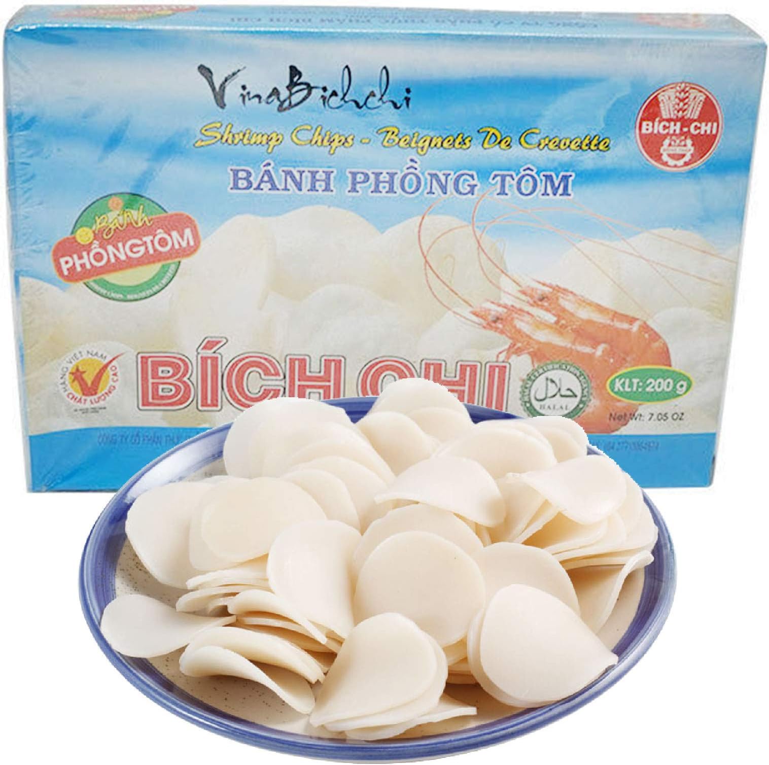 Prawn Crackers Shrimp Chips, 7oz / 200g Thailand Prawn Flavored Chips, Deep Fry at Home (1 Pack)