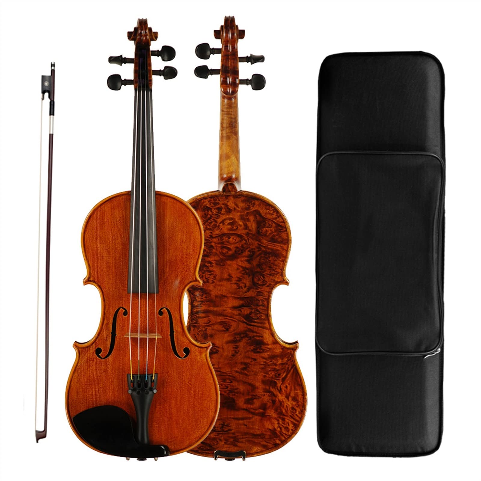 Erwachsene violine 4-saitige Violine Handgefertigte Geige Mit Fichtendecke Ahorn-Rückseite Mit Ebenholz-Griffbrettsaiten Und Koffer-Kit professionelles Violine