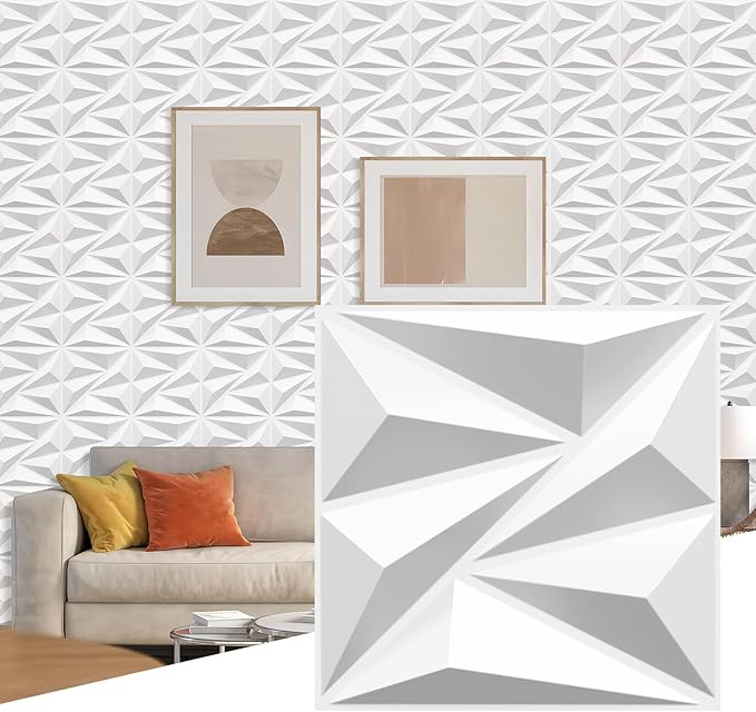 33 Pack 3D Wall Panels For Interior Wall Decor, 12''x12'' White Accent Textur