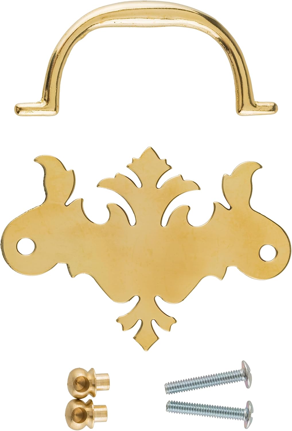 Early American Polished Brass Drawer Bail Pull Handle | Centers: 3" | Antique Cabinet, Vintage Cupboard, Old Desk Reproduction Hardware | BP4-B