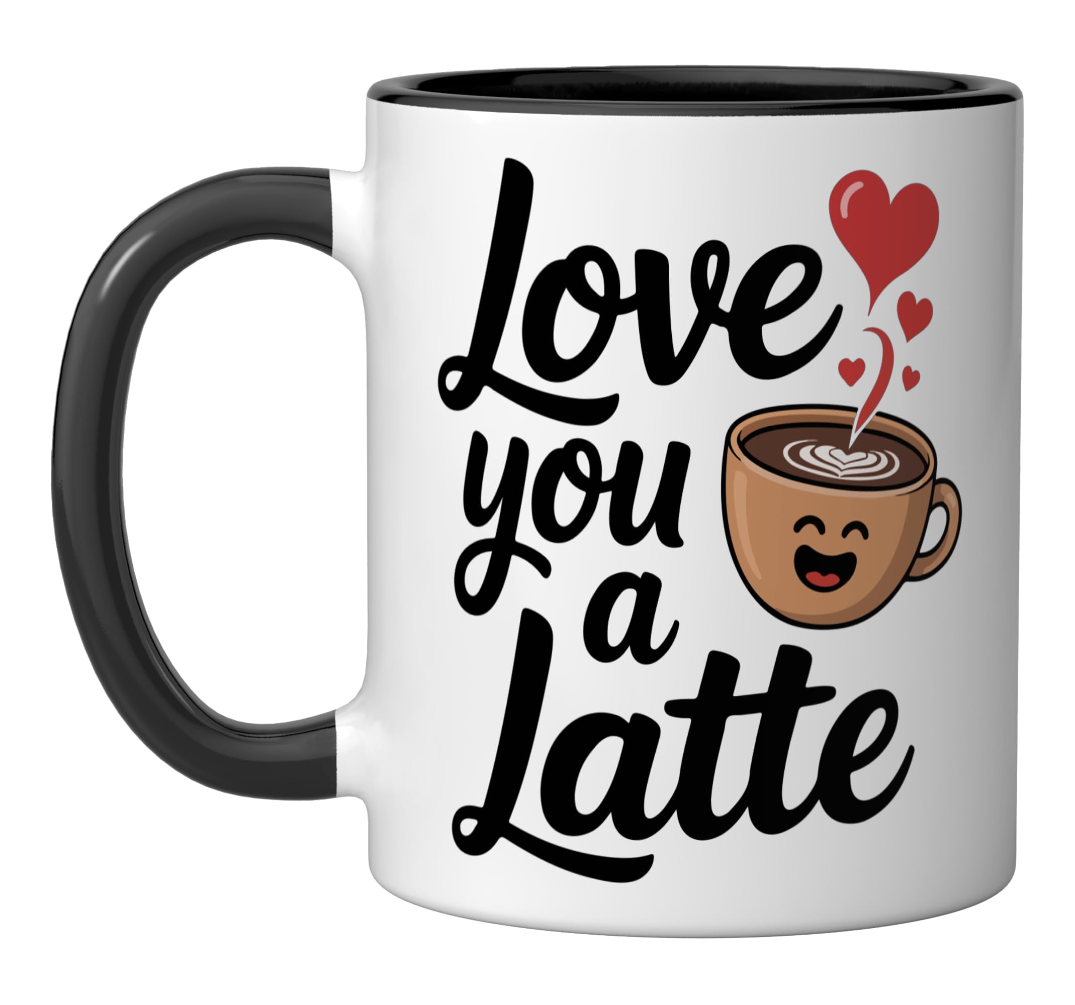 Love You A Latte Coffee Enthusiast Ceramic Mug, Black/White