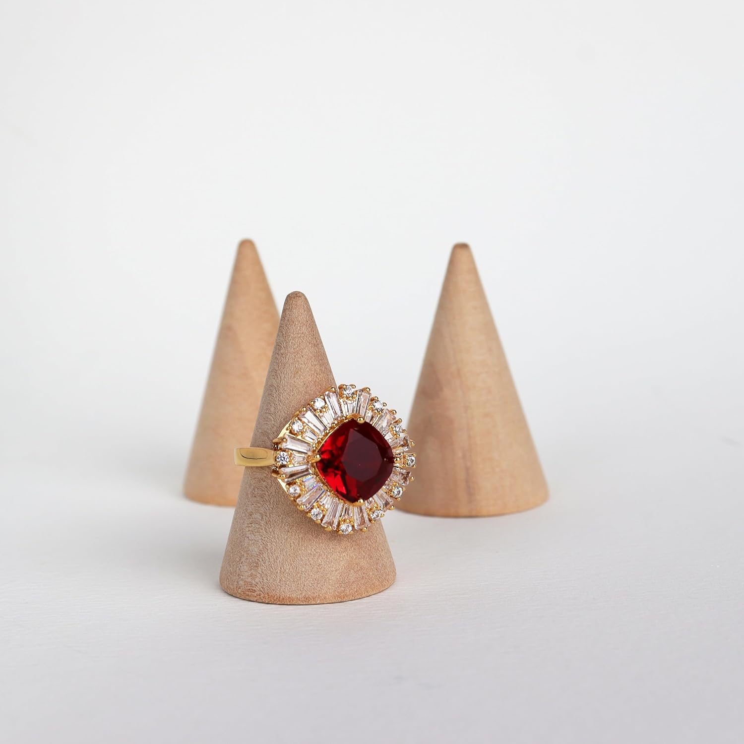 Jean Beau Gold Rhinestone Statement Adjustable Ring for Women Large Crystal Cubic Zirconia Stacking Rings Prom Wedding Bridal Finger Jewelry Gift for Her - Image 7