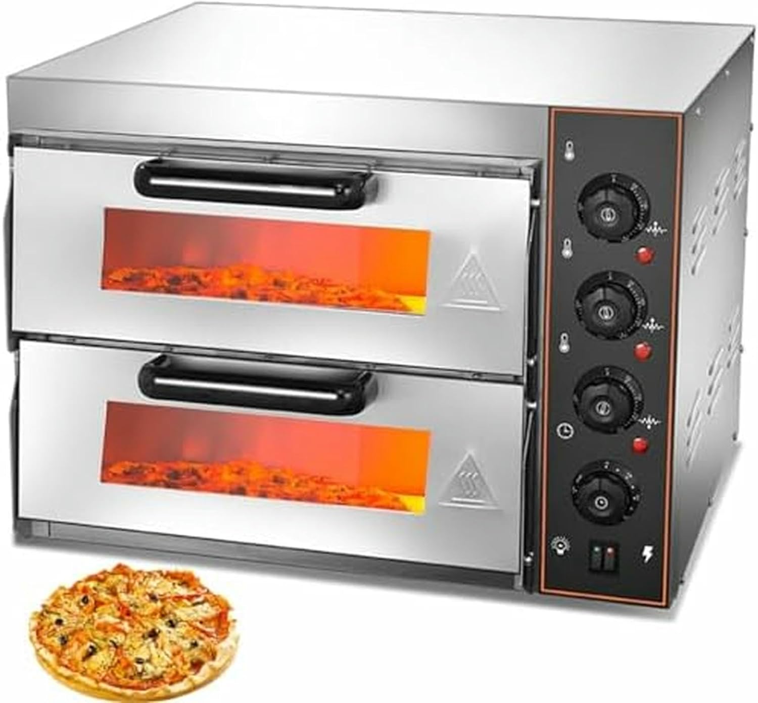 Double-layer Electric Pizza Oven,commercial Pizza Oven,16" With Pizza Stone,multipurpose Toaster Bake Broiler 40l Capacity,for Restaurant Home Use,110v/220v3000w