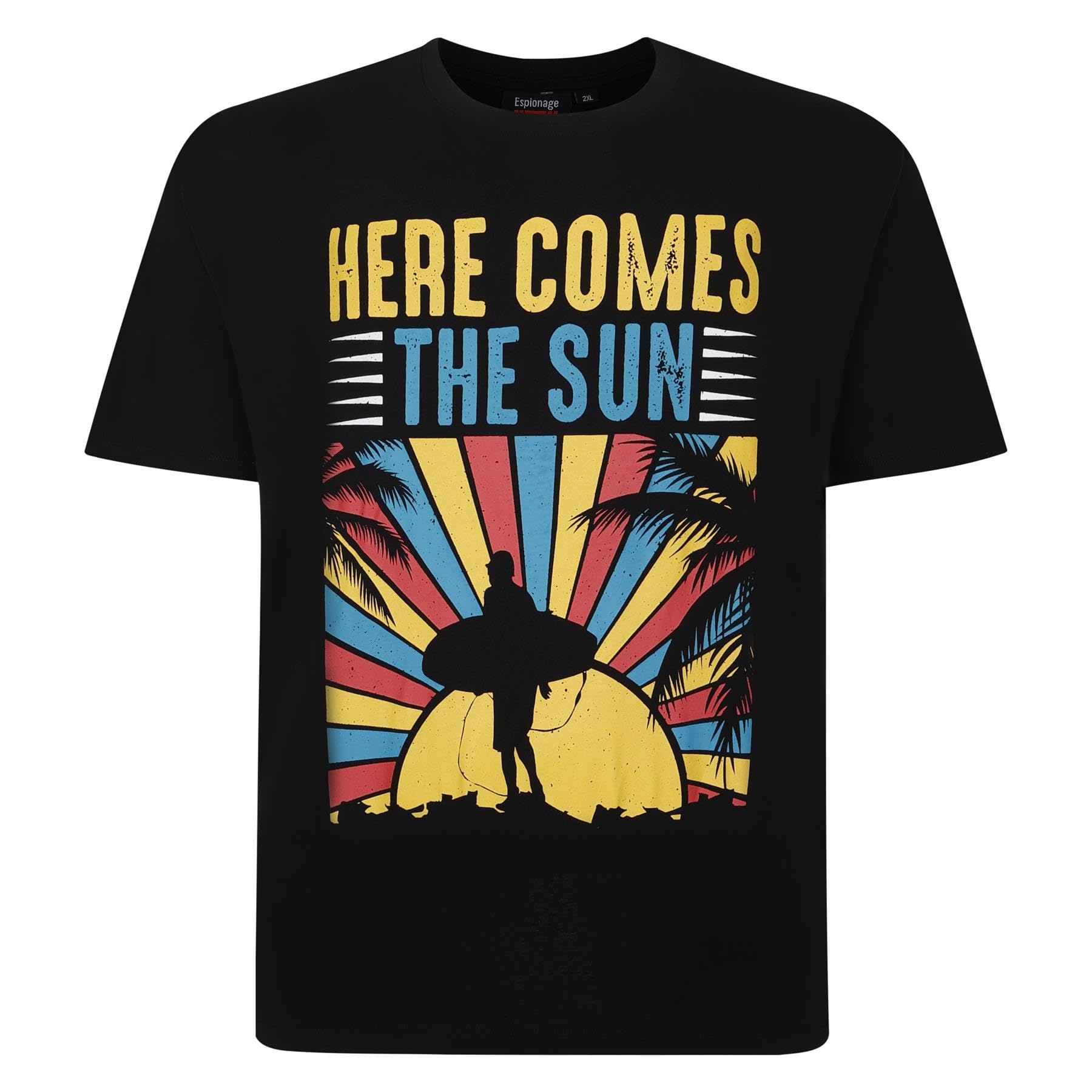 Espionage Short Sleeve T-Shirt for Men with Here Comes The Sun Print in Here Comes The Sun, 4XL
