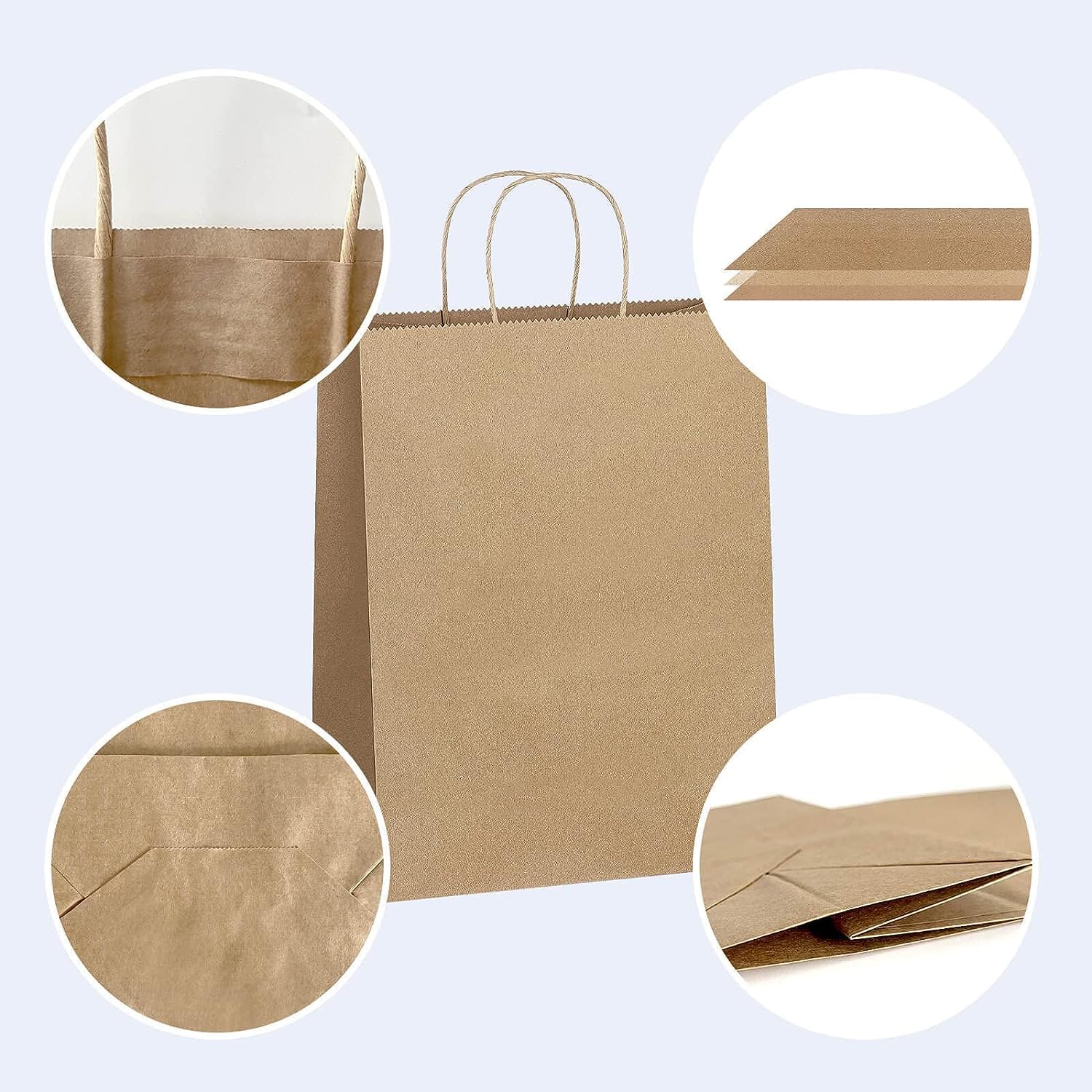 AlexHome 110 Pcs Brown Paper Bags with Handles,8.2x4.3x10.68 Inches