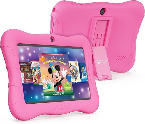 Contixo Tableta para niños de 7 pulgadas, tableta Android V9A de 32 GB para edades de 3 a 7 años, controles parentales, 50 libros de cuentos de