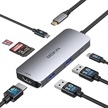 MOKiN USB C Hub 4K 60Hz for MacBook Pro/Air, USB C to HDMI, Multiport Adapter with 100W PD, USB-A, SD/TF, for Laptops