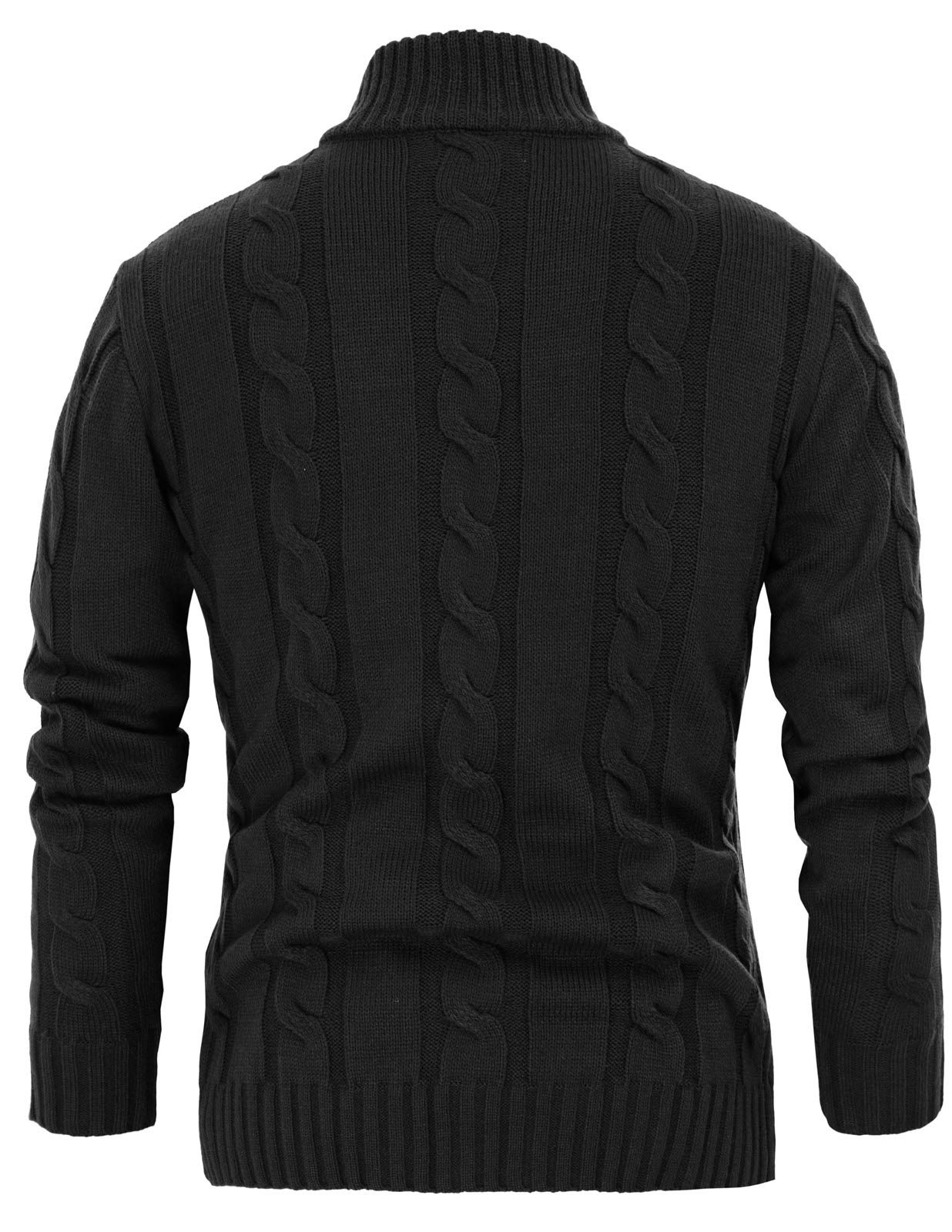 PJ PAUL JONES Chaqueta de punto para hombre con cierre de botones, diseño trenzado, con cuello alto acanalado, para otoño e invierno