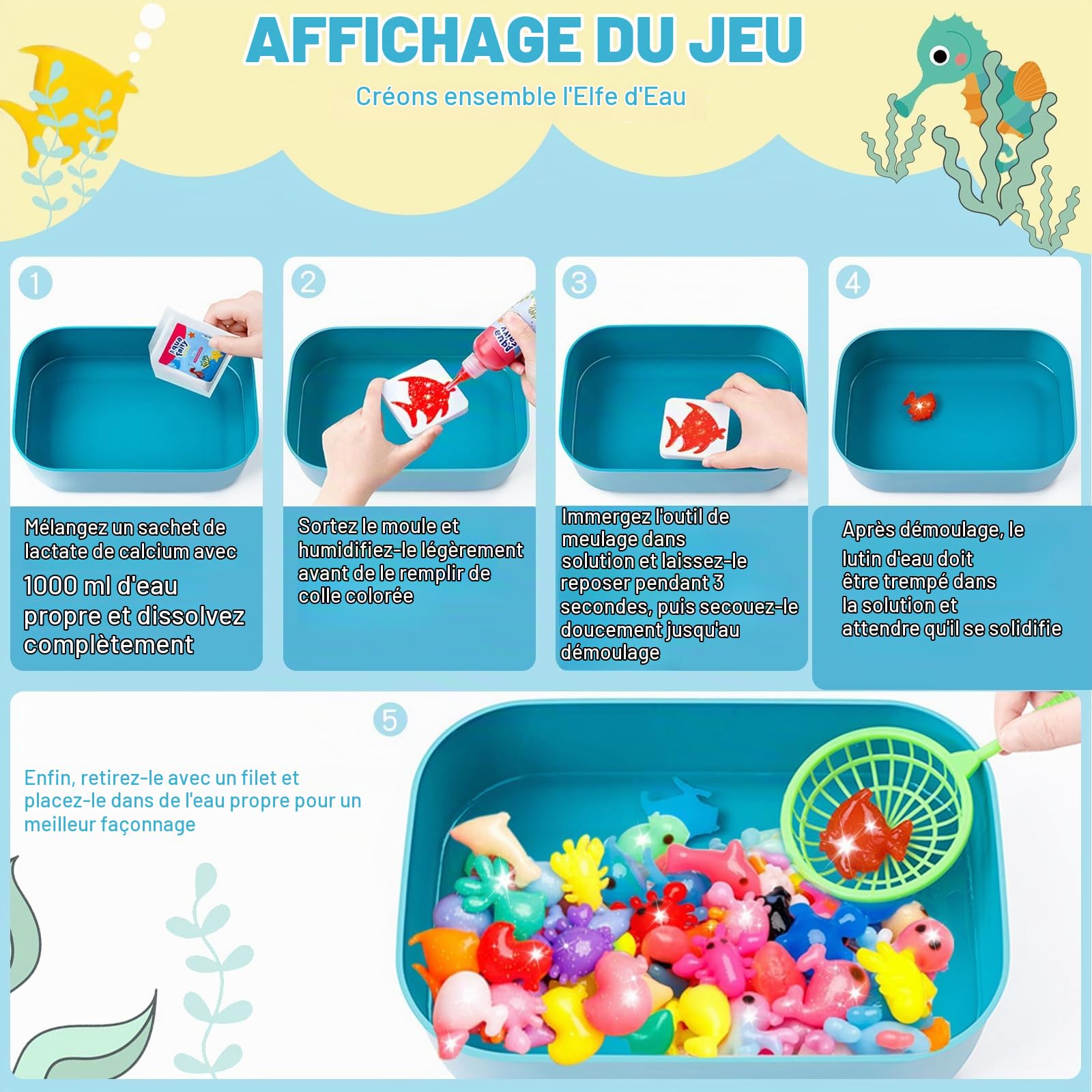 Balakaka Aqua Gelz Set avec 20 Bouteilles de Gel Coloré, Magic Water elf avec 18 Moule/Aquarium, Gels Magiques 3D CréAtifs pour Enfants Cadeau 5 6 7 8 9