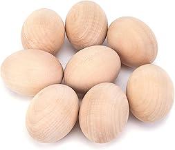 DomeStar Wooden Fake Chicken Eggs, 8PCS 2.5" Unpainted Faux Wood Eggs for Encouraging Hens to Lay
