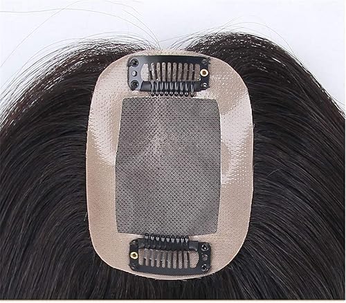 Miniatura 9 de 2 x 3 pulgadas, mono, lacio, cabello humano virgen con clip, pieza de pelo para mujer (6 pulgadas, marrón oscuro)