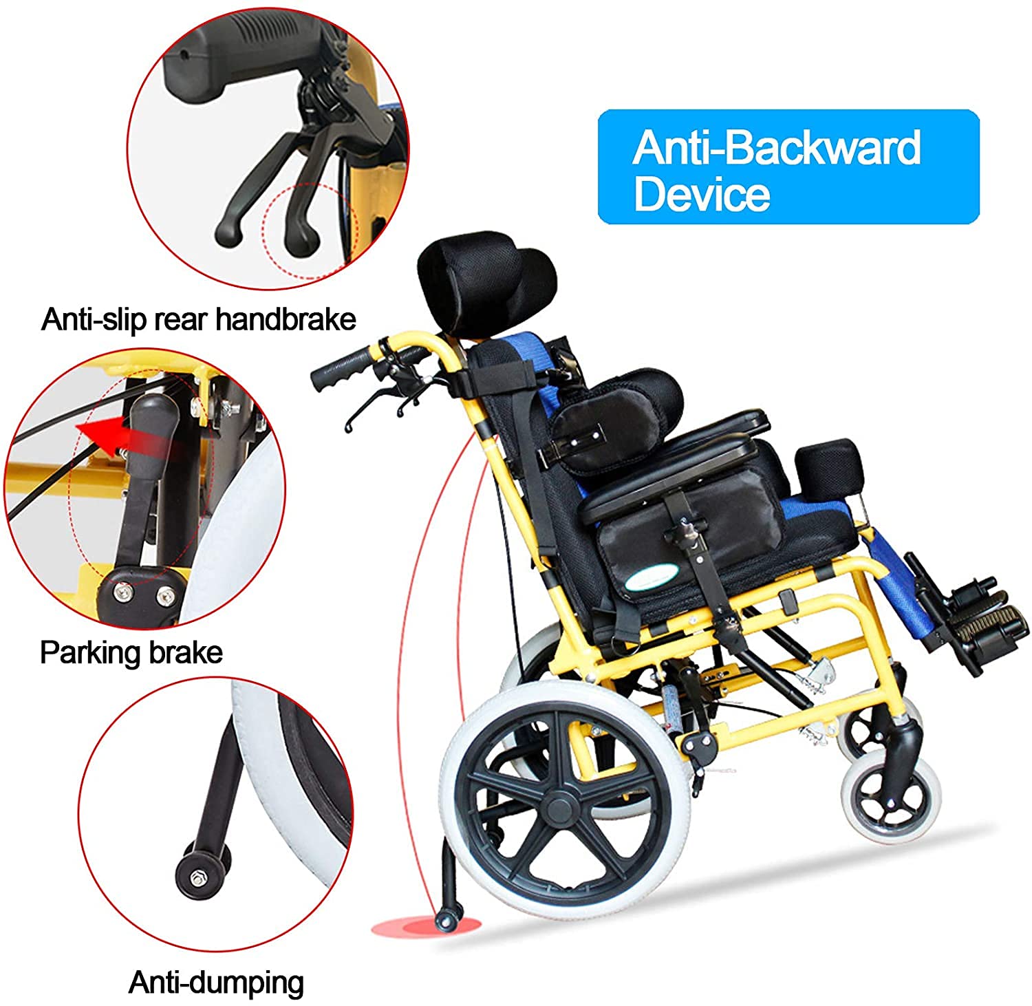 LhYu Adjustable Wheelchair Lightweight Driving Medical Full Lying