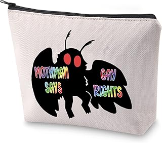 BLUPARK Mothman Cosmetic Bag Cryptozoology Gift Mothman Gay Says Rights Makeup Bag LGBT Gift, Mothman Gay Says Rights