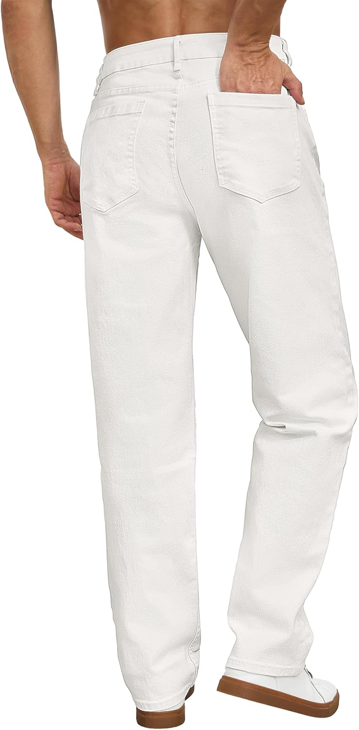 Men's Regular Fit Stretch Jeans Straight Leg 5-Pocket Classic Comfort Flex Denim Pants - Image 3