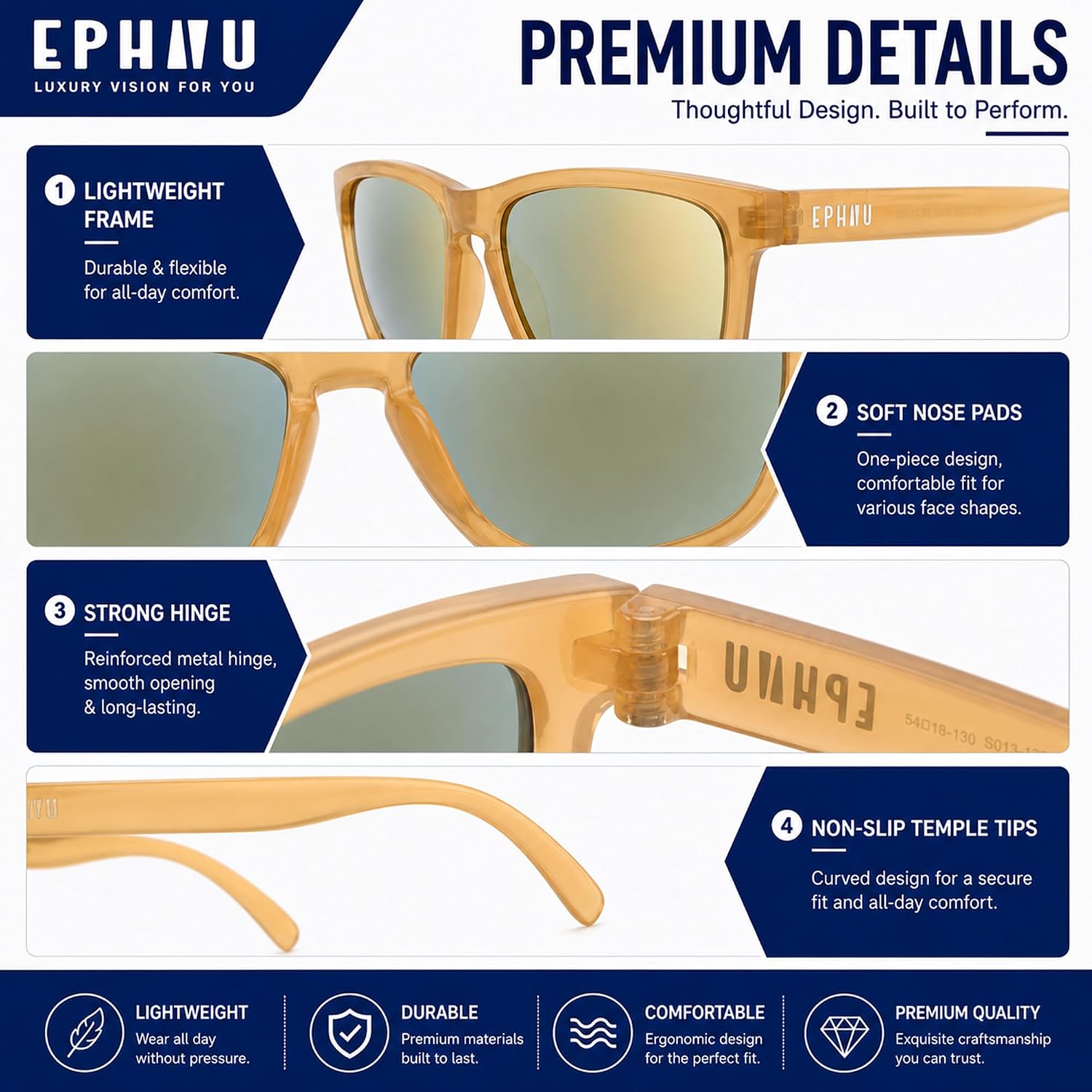 EPHIU Polarized Sports Sunglasses for Men Women Lightweight TR90 Running Sunglasses with UV400 TAC Lenses for Cycling Fishing image 5