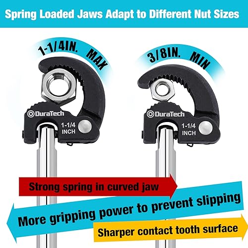 Miniatura 2 de DURATECH Juego de llaves de lavabo de 11 pulgadas y 3 piezas de llaves de tubo recto de aluminio resistente, 10 pulgadas, 14 pulgadas, 18 pulgadas