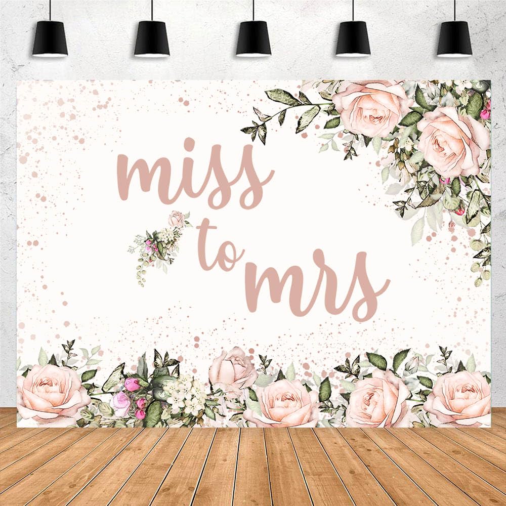 MAYSSKQ Miss to Mrs Wedding Backdrop Tea Rose Blush Pink Flowers Bridal Shower Background Rustic Pink Floral Wedding Backdrops Cake Table Decorations