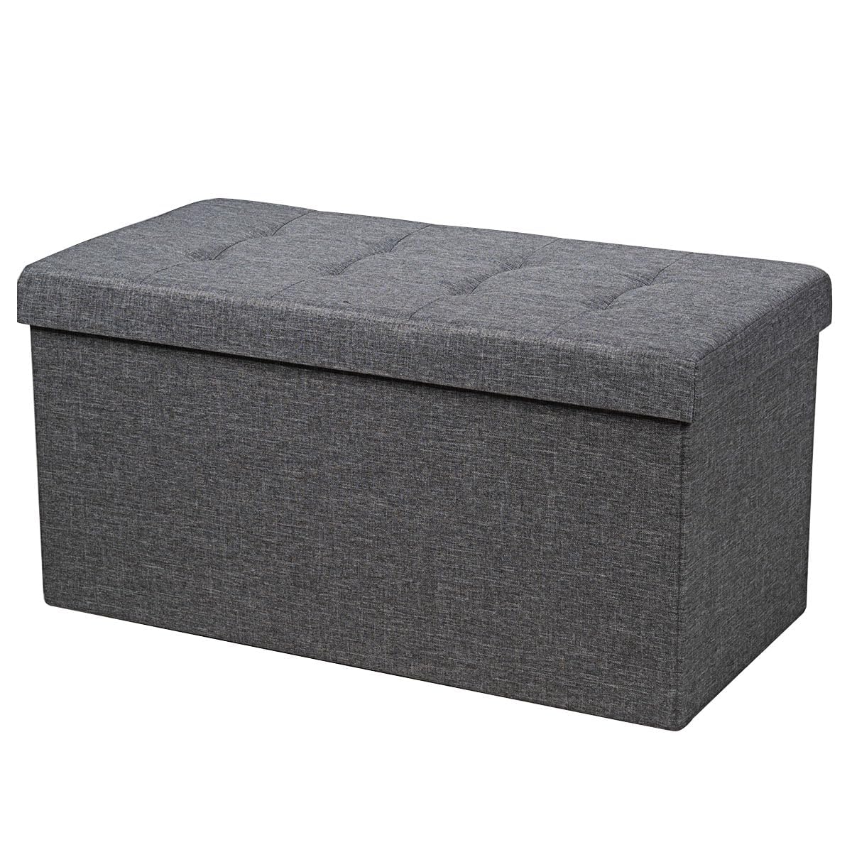 FANTASK Sitzhocker mit Stauraum, 80 cm x 40,5 cm x 40,5 cm Aufbewahrungsbox, klappbare Sitzbank, für Schlafzimmer & Eingangsbereich, dunkelgrau