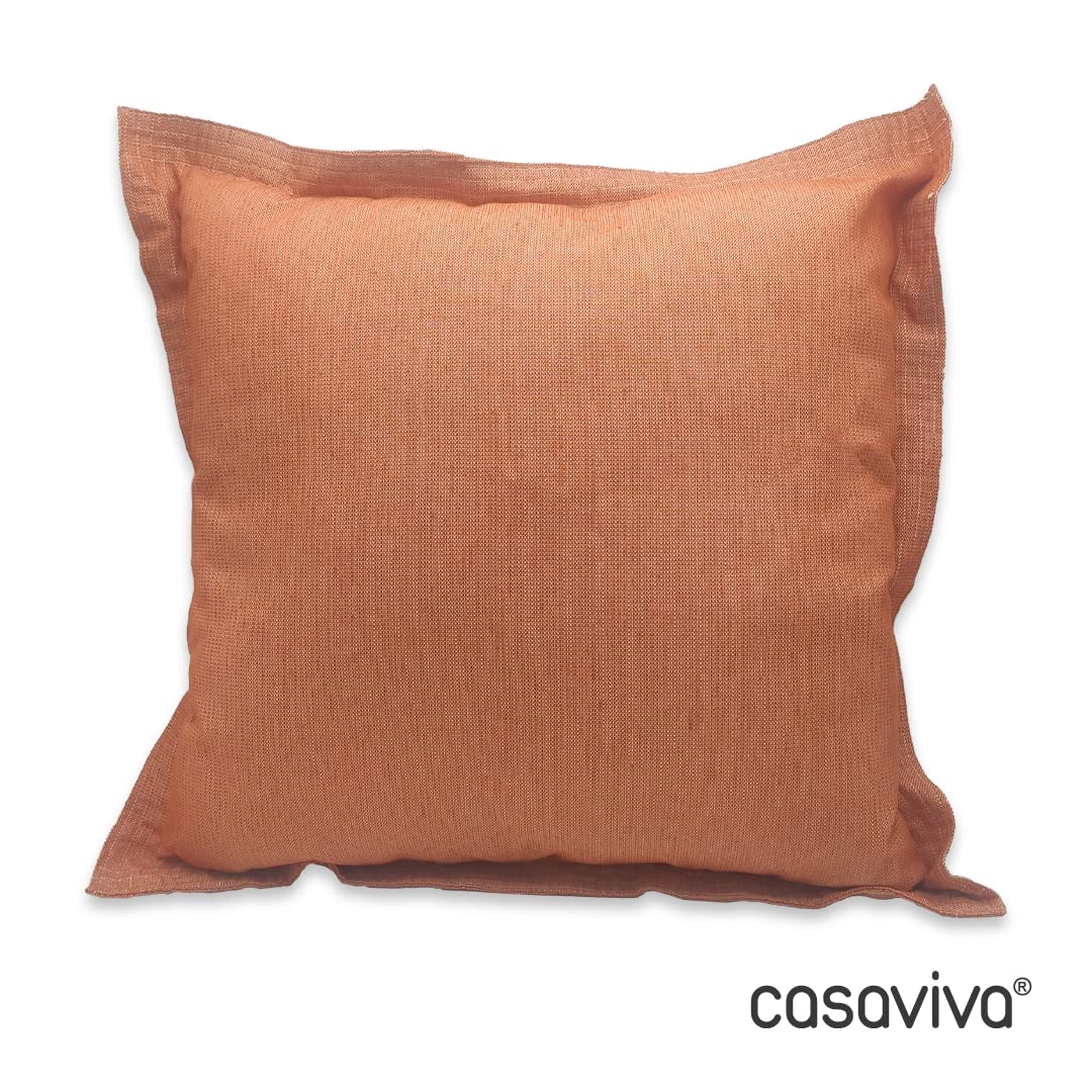 casaviva ® Set 2 cuscini Completi di Imbottitura in Misto Cotone Riciclato Effetto Canapa Idrorepellenti Made in Italy Interni ed Esterni Sfoderabili (50_x_50_cm, Arancione)