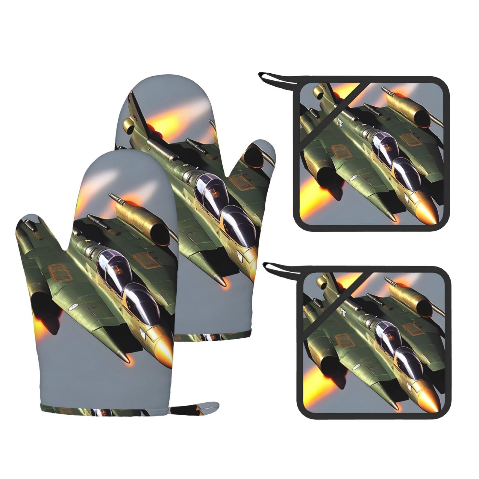 Gants de cuisine en silicone Jet Fighters et maniques anti-chaleur pour le four
