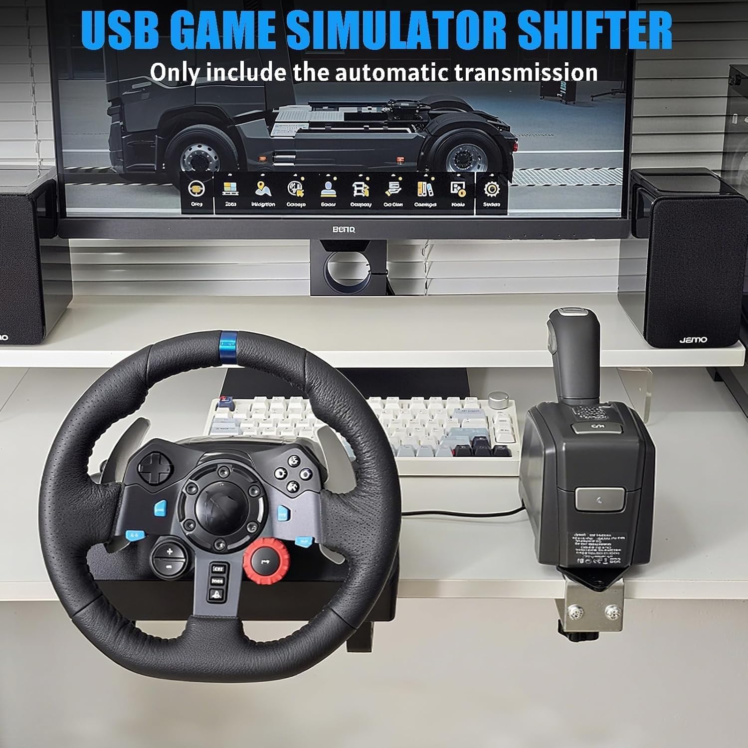 3-in-1 Handbrake&Automatic&Manual Transmission Gear Shift for PC USB for ETS 2 European/American Truck SIM Racing ATS CTS Fit for Logitech G923 G29 G27 G25 and T-GT II T300 T500