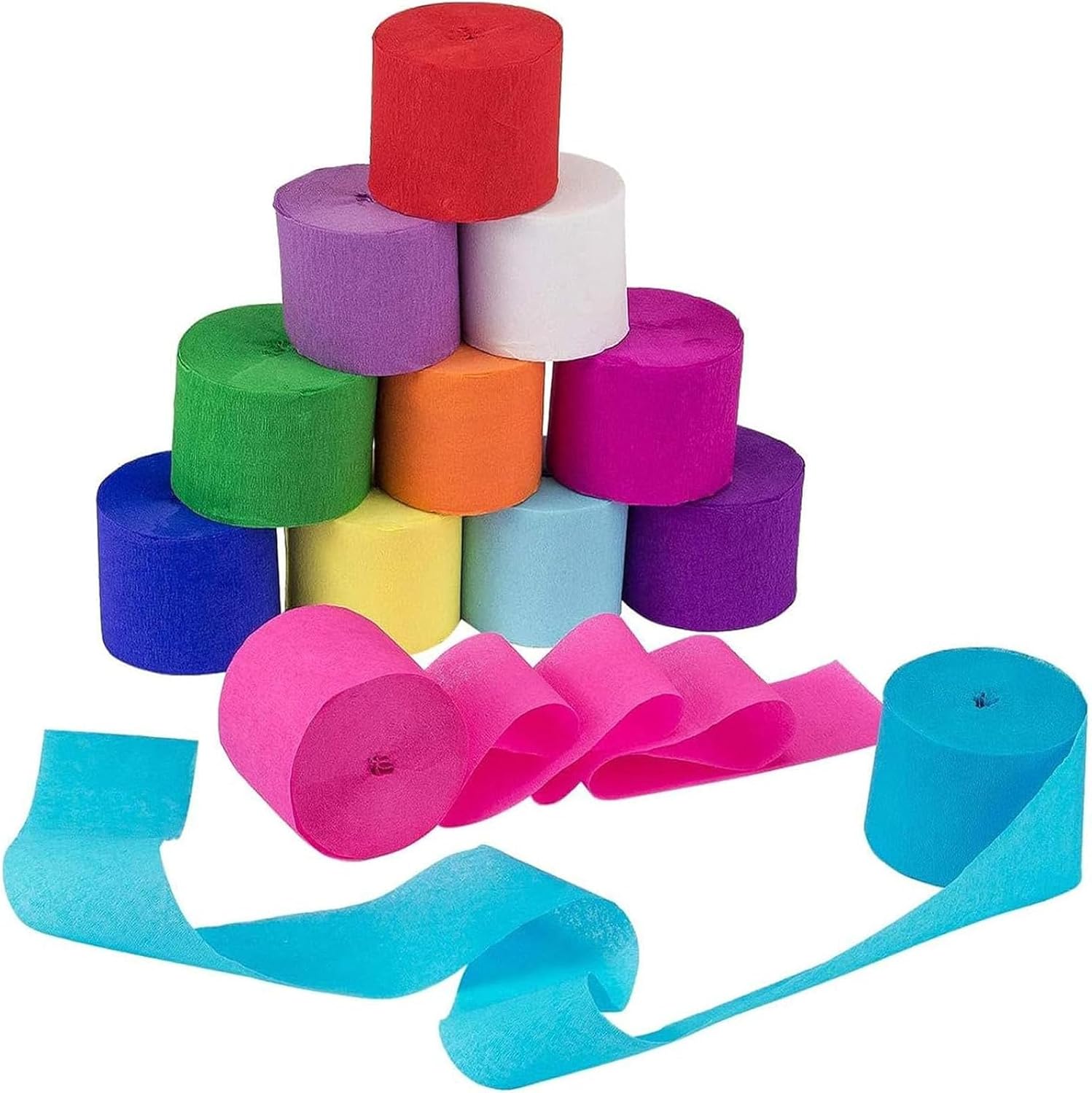 10 Rolls 82Ft Crepe Paper Streamers, Rainbow Party Decorations for Birthday, Photo Booth Backdrop, Holiday & Festival Decor(10 Colors)