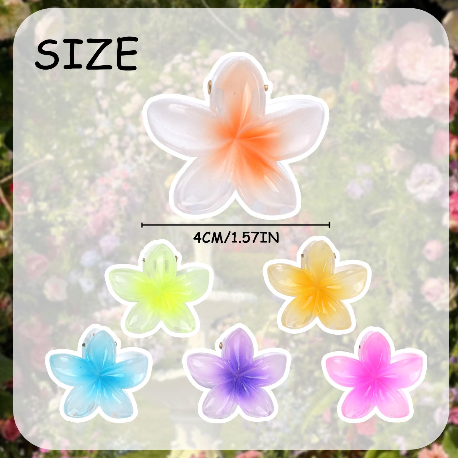 MUNSKT 6 PCS Flower Hair Clips Flower Claw Clips for Medium Thick Hair Strong Hold Hawaiian Style for Women Girls - Image 2