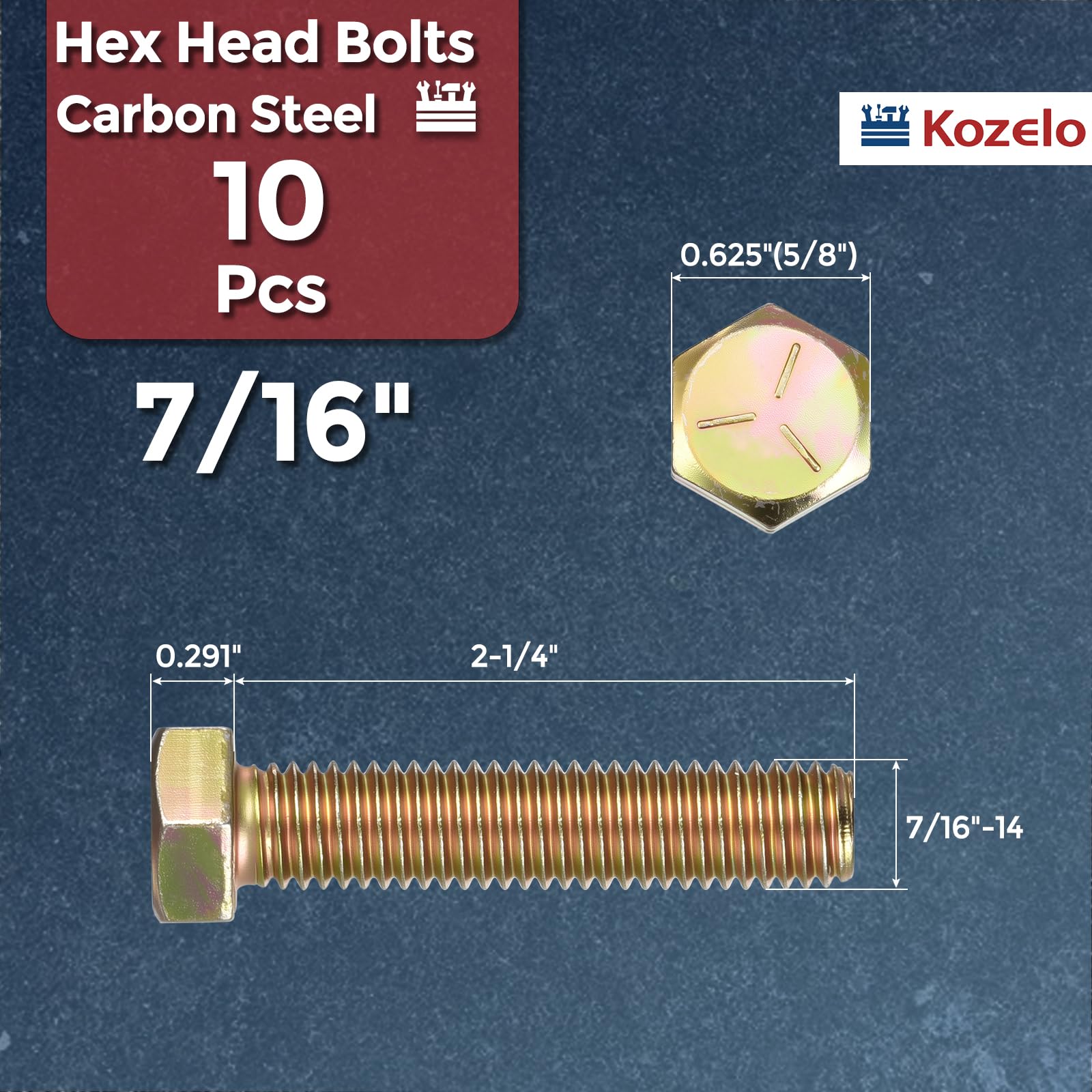 Kozelo 10 Pcs Hex Head Screws Bolts - Image 2