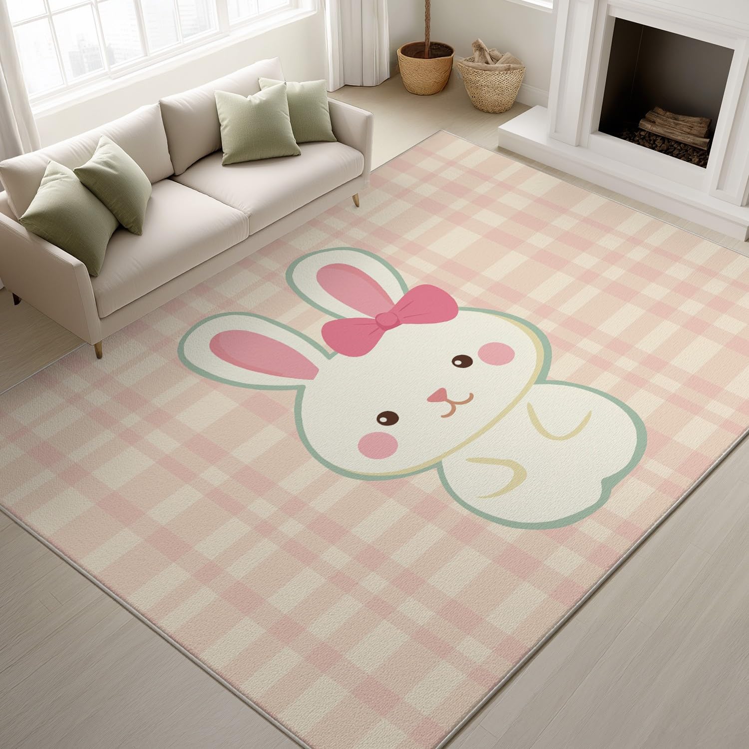 Tapis antidérapant lavable 160 x 230 cm rose résistant aux taches salon