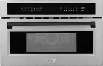 ZLINE Autograph Edition 30 in. 1.6 cu ft. Built-in Convection Microwave Oven in Satin Stainless Steel and Matte Black Accents MWOZ-30-SS-MB