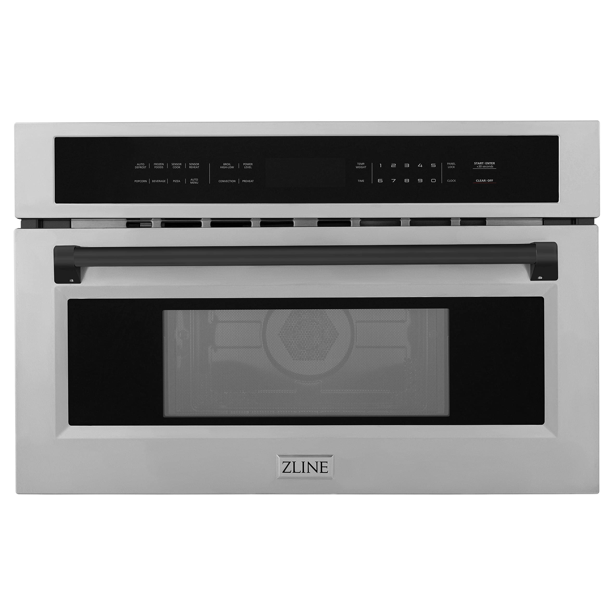 ZLINE Autograph Edition 30 in. 1.6 cu ft. Built-in Convection Microwave Oven in Satin Stainless Steel and Matte Black Accents (MWOZ-30-SS-MB)