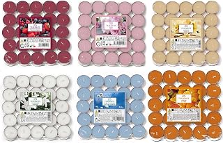 Price's Candles Petali 150 Scented Tealights Mixed Pack 6 Fragrances Cotton Flowers Berries Citrus Rose Lavender Cinnamon Long Burn Wax Tea Lights Home Fragrance Set