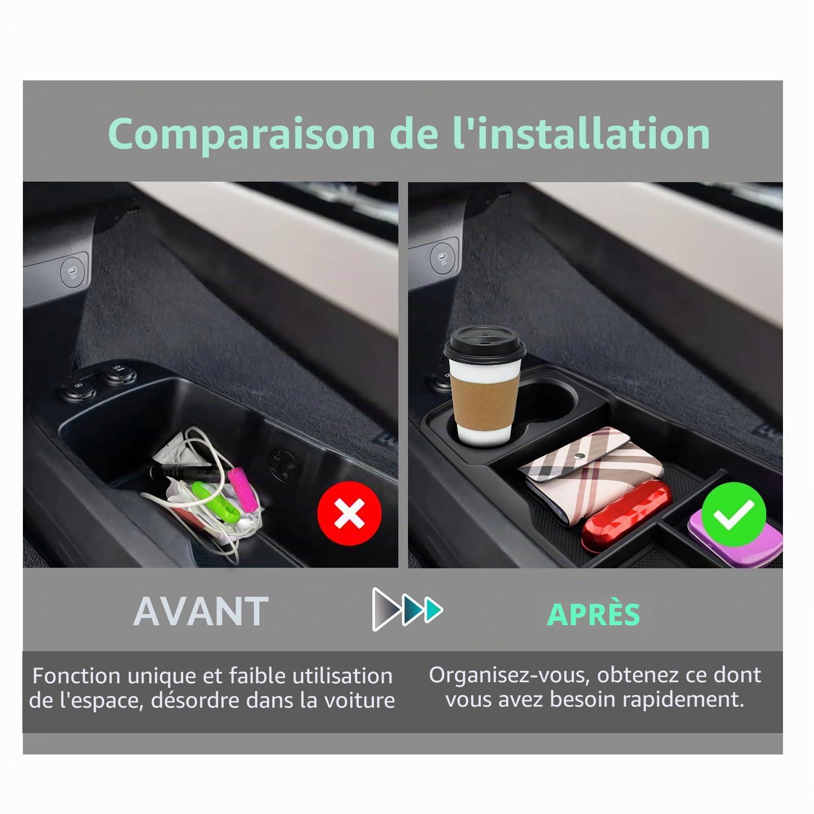 GAFAT Compatible avec Kia EV6 GT Line 2021-2026 2027 Boîte de Rangement pour Console Centrale, Facelift EV 6 2025 Organisateur Plateau Boîte À Gants Bas de Console Centrale, EV6 Accessoires (Noir)